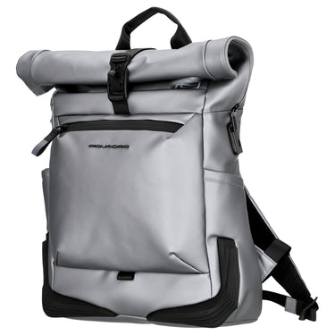 Piquadro Roll Top - Sac à dos vélo 15.6" 47 cm (argent/noir)