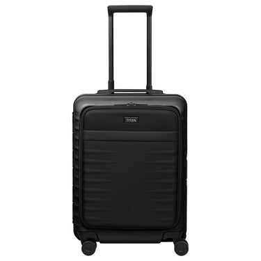 TITAN OVERSEAS - 4-Wheel Cabin Trolley S 55/23cm with front pocket (nightshade black, 55 cm)