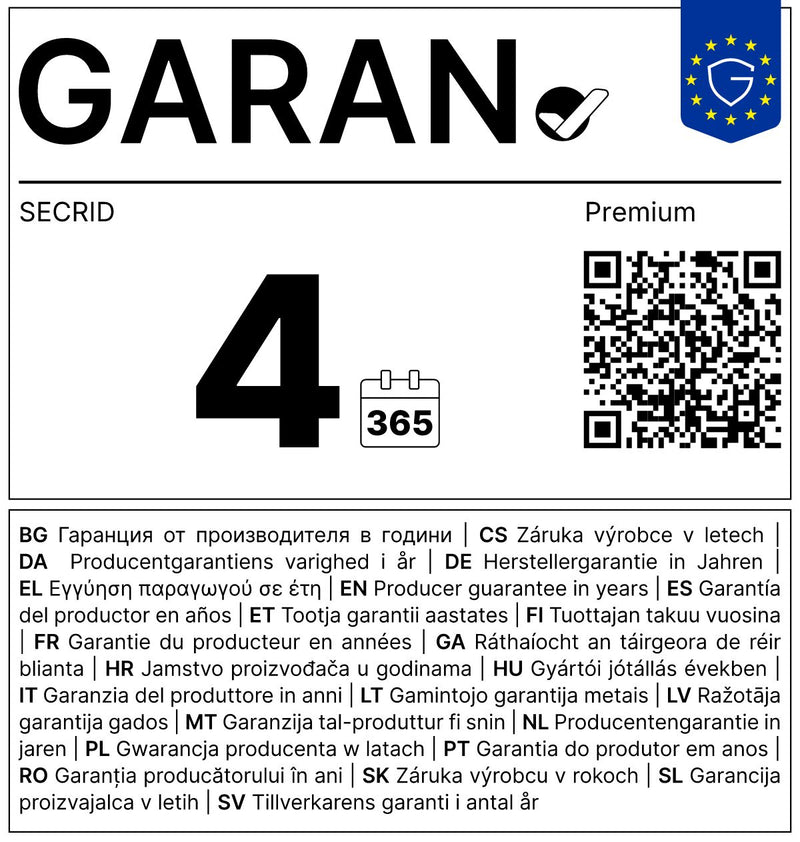EU-GARAN-Label: Herstellergarantie in Jahren: 4 – Secrid